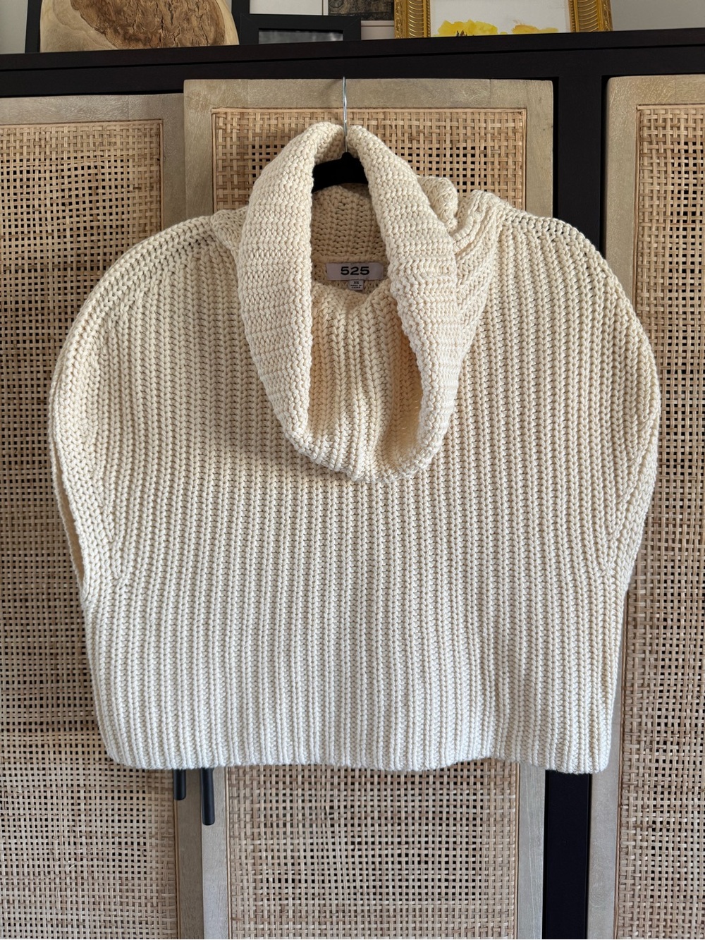 525 America Cream Ribbed Cowl Neck Sweater